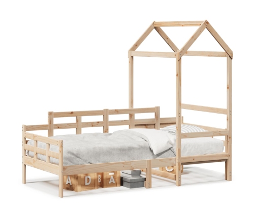 Sofá cama con techo de madera maciza de pino 80x200 cm