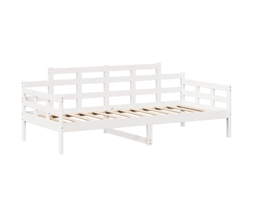 Set de sofá cama y banco con techo madera pino blanco 90x200 cm