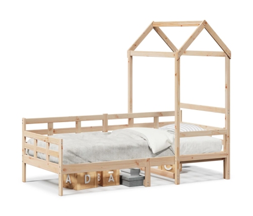 Sofá cama con techo de madera maciza de pino 80x200 cm