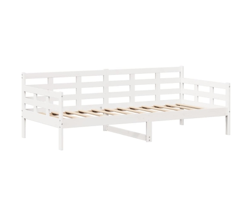 Set de sofá cama y banco con techo madera pino blanco 90x200 cm