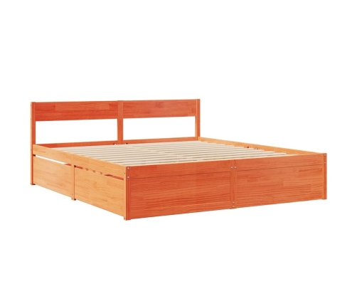 vidaXL Estructura de cama cajones madera pino marrón cera 180x200 cm