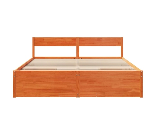 vidaXL Estructura de cama cajones madera pino marrón cera 180x200 cm