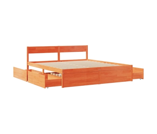 vidaXL Estructura de cama cajones madera pino marrón cera 180x200 cm