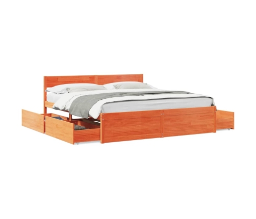 vidaXL Estructura de cama cajones madera pino marrón cera 180x200 cm