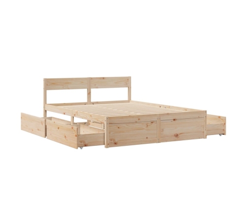 Estructura de cama sin colchón madera maciza de pino 160x200 cm