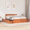 Cama sin colchón madera maciza de pino marrón cera 160x200 cm