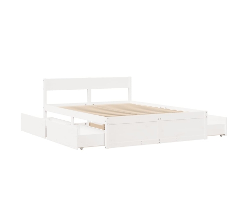 Estructura de cama sin colchón madera de pino blanca 150x200 cm