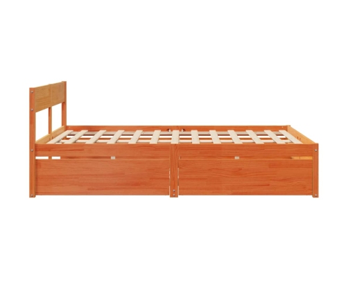 Cama sin colchón madera maciza pino marrón cera 150x200 cm