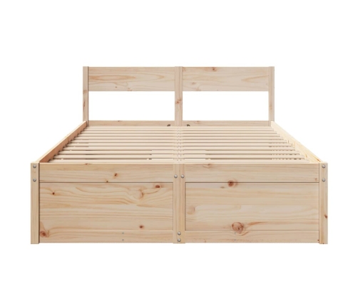 Estructura de cama sin colchón madera maciza de pino 140x190 cm