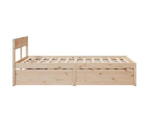 Estructura de cama sin colchón madera maciza de pino 140x190 cm