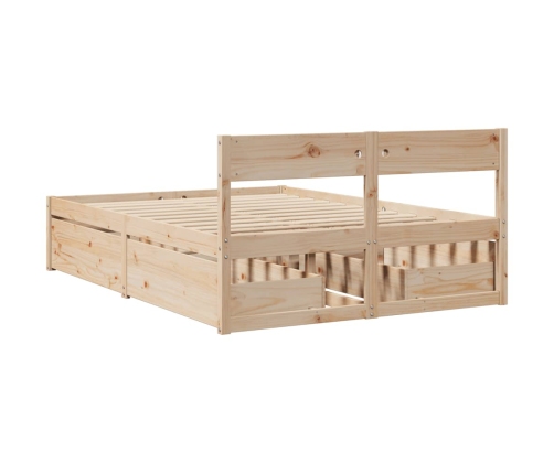 Estructura de cama sin colchón madera maciza de pino 140x190 cm