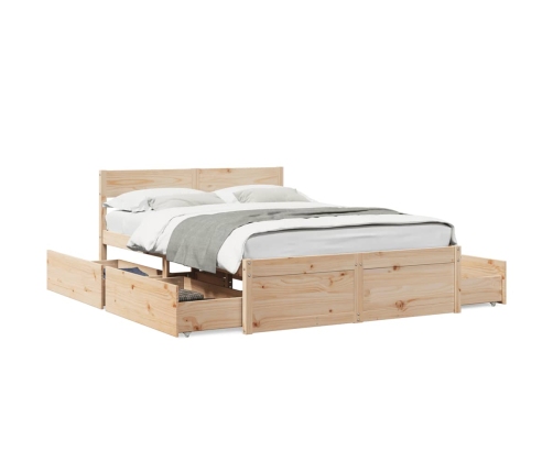 Estructura de cama sin colchón madera maciza de pino 140x190 cm