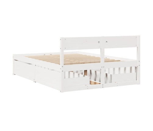 vidaXL Estructura de cama con cojines madera de pino blanca 140x190 cm