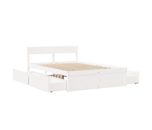 vidaXL Estructura de cama con cojines madera de pino blanca 140x190 cm