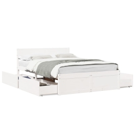 Estructura de cama sin colchón madera de pino blanca 140x190 cm