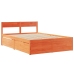 Cama sin colchón madera maciza de pino marrón cera 140x190 cm