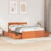 Cama sin colchón madera maciza de pino marrón cera 140x190 cm