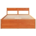 Cama sin colchón madera maciza de pino marrón cera 140x190 cm