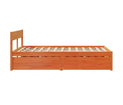 Cama sin colchón madera maciza de pino marrón cera 140x190 cm