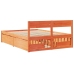 Cama sin colchón madera maciza de pino marrón cera 140x190 cm