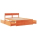 Cama sin colchón madera maciza de pino marrón cera 140x190 cm