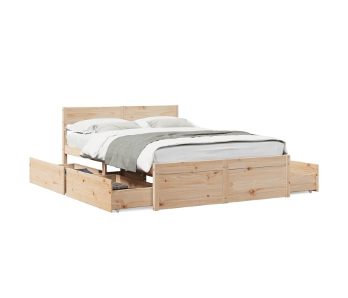 Estructura de cama sin colchón madera maciza de pino 135x190 cm