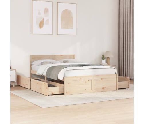 vidaXL Estructura de cama con cajones madera maciza pino 120x190 cm