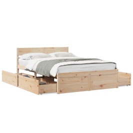 Estructura de cama sin colchón madera maciza de pino 120x190 cm