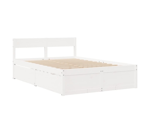 Estructura de cama sin colchón madera maciza blanca 120x190 cm