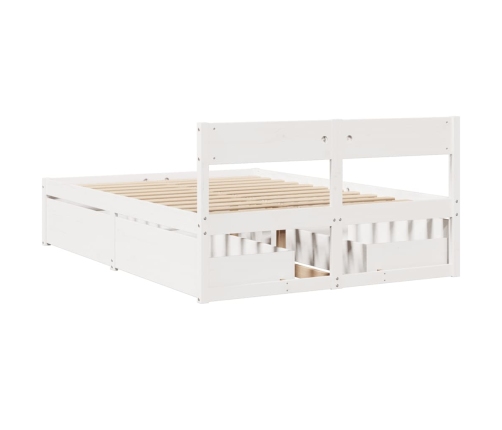 Estructura de cama sin colchón madera maciza blanca 120x190 cm