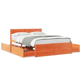 Estructura de cama sin colchón madera maciza marrón 120x190 cm