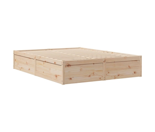 Estructura de cama sin colchón madera maciza de pino 160x200 cm