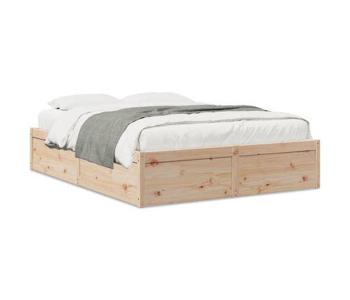 Estructura de cama sin colchón madera maciza de pino 160x200 cm