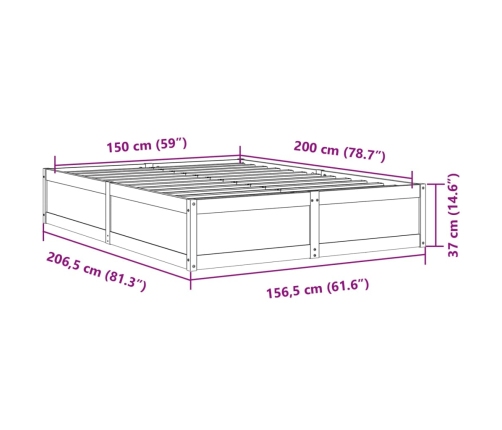 Estructura de cama sin colchón madera de pino blanco 150x200 cm