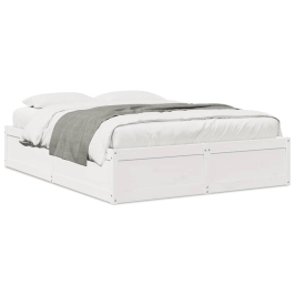 Estructura de cama sin colchón madera de pino blanca 140x200 cm