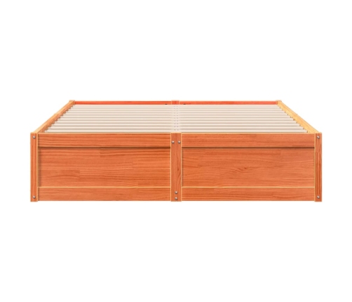 Cama sin colchón madera maciza de pino marrón cera 140x200 cm