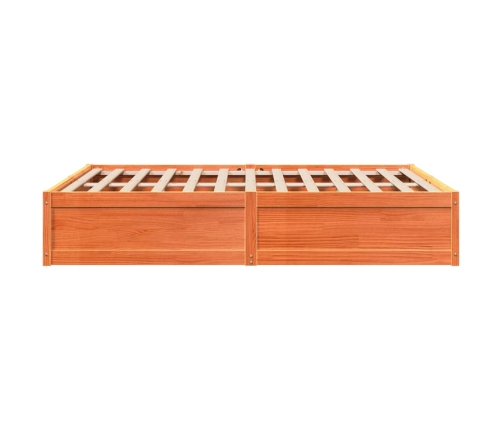 Cama sin colchón madera maciza de pino marrón cera 140x200 cm