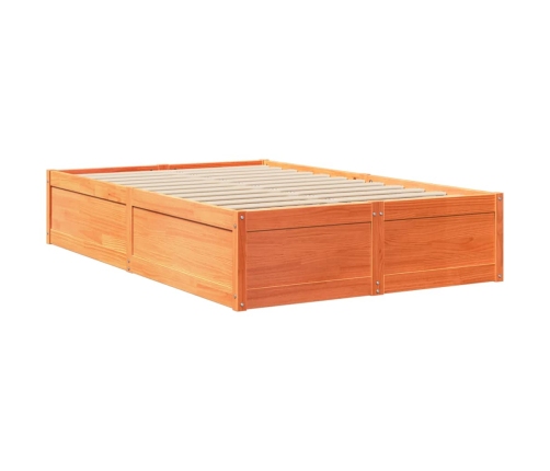 Cama sin colchón madera maciza de pino marrón cera 120x200 cm