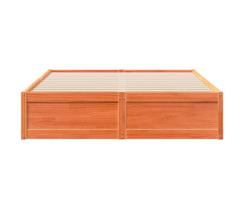 vidaXL Estructura de cama madera maciza pino marrón cera 140x190 cm