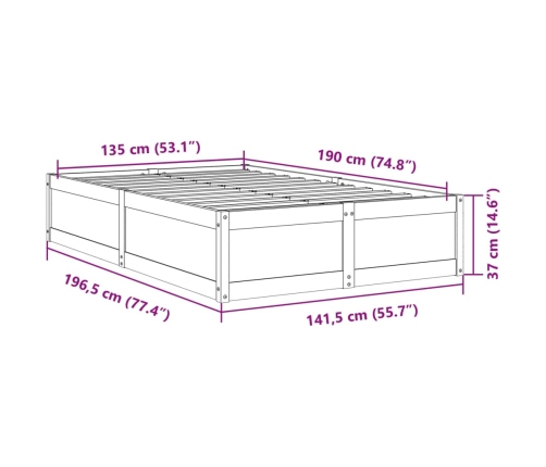 Estructura de cama sin colchón madera de pino blanco 135x190 cm