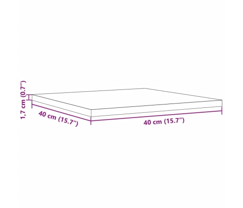 Tablero de mesa cuadrado madera maciza de pino 40x40x1,7 cm