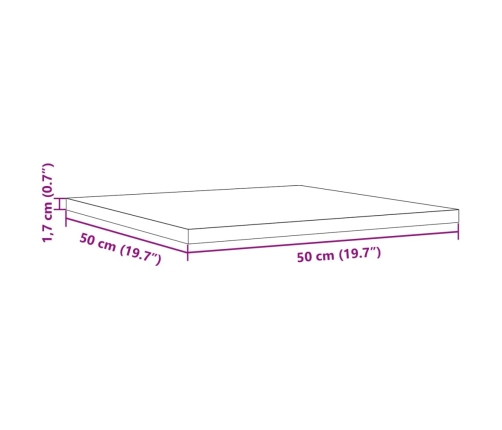 Tablero de mesa cuadrado madera maciza de pino 50x50x1,7 cm