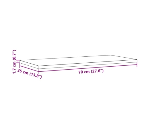 Tablero de mesa rectangular 2 uds madera de pino 70x35x1,7 cm