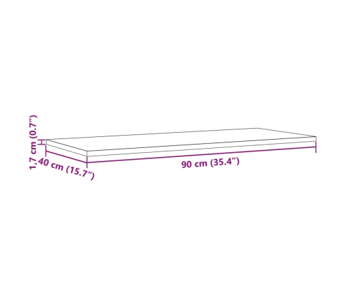 Tablero de mesa rectangular madera maciza pino 90x40x1,7 cm