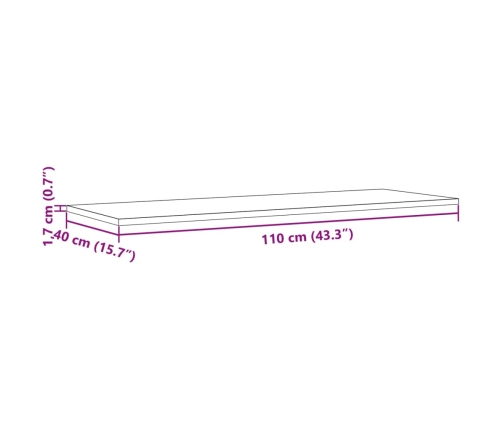 Tablero de mesa rectangular madera maciza pino 110x40x1,7 cm