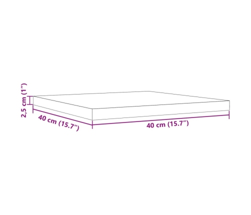 Tablero de mesa cuadrado madera maciza de pino 40x40x2,5 cm