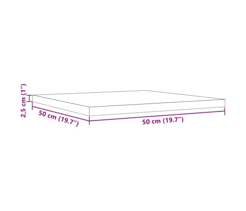 Tablero de mesa cuadrado madera maciza de pino 50x50x2,5 cm