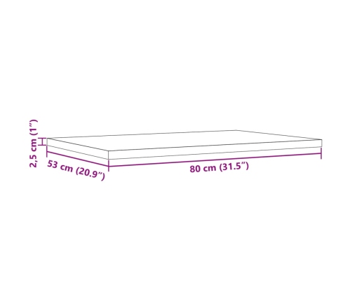 Tablero de mesa rectangular 3 uds madera de pino 80x53x2,5 cm