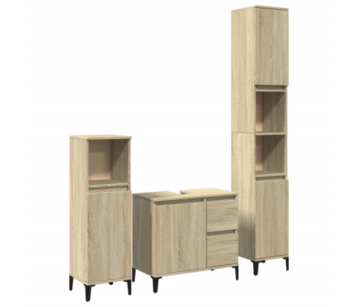 Set de muebles de baño 3 pzas madera contrachapada roble Sonoma