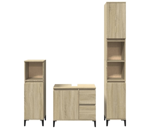 Set de muebles de baño 3 pzas madera contrachapada roble Sonoma